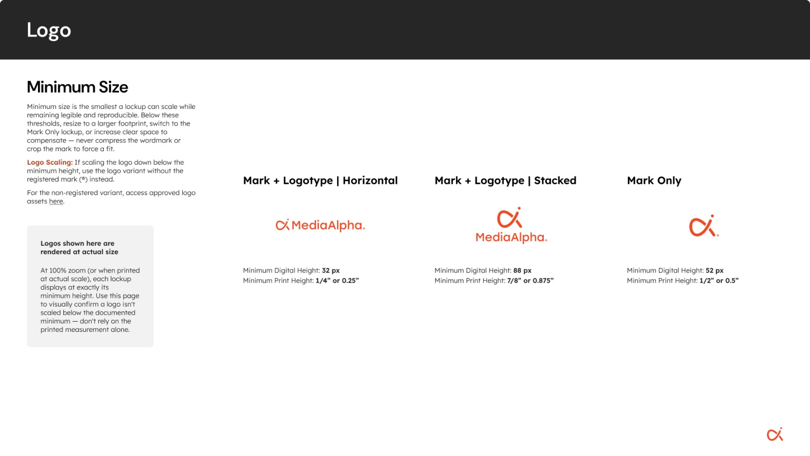 Brand guide logo page