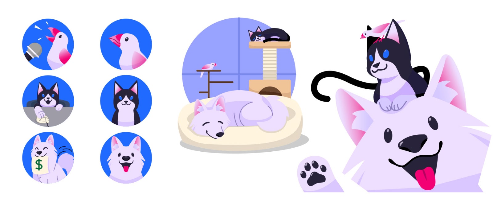 Final InsurePet mascot illustrations